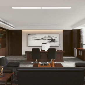 现代总经理办公室3D模型下载